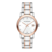 Burberry The City Diamonds White Dial Two Tone Steel Strap Watch for Women - BU9127