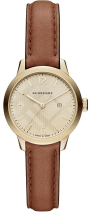 Burberry The Classic Champagne Gold Dial Brown Leather Strap Watch for Women - BU10101