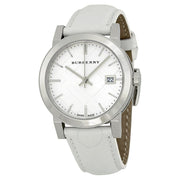 Burberry The City White Dial White Leather Strap Watch for Women - BU9128