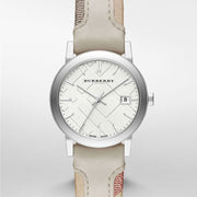 Burberry The City White Dial Beige Leather Strap Watch for Women - BU9132