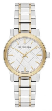 Burberry The City Silver Dial Two Tone Steel Strap Watch for Women - BU9217