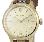 Burberry The Classic Gold Dial Brown Leather Strap Watch for Women - BU10114