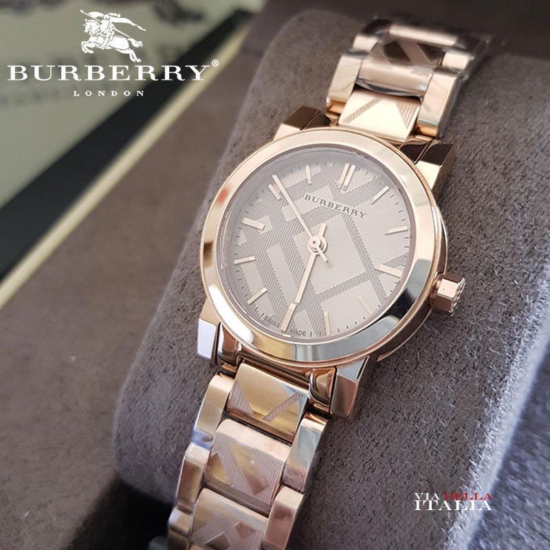 Burberry The City Rose Gold Dial Rose Gold Steel Strap Watch for Women