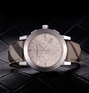 Burberry The City Smoked Brown Dial Brown Leather Strap Watch for Men - BU9361