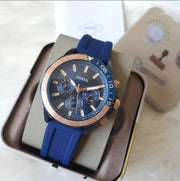 Fossil Bannon Multifunction Blue Dial Blue Silicone Strap Watch for Men - BQ2498