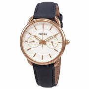 Fossil Tailor White Dial Blue Leather Strap Watch for Women - ES4260
