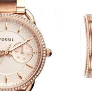 Fossil Tailor Rose Gold Dial Rose Gold Steel Strap Watch for Women - ES4264