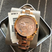 Fossil Boyfriend Multifunction Rose Gold Dial Rose Gold Steel Strap Watch for Women - ES3885