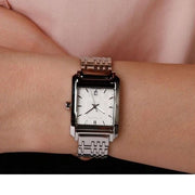 Burberry Nova Check Square White Dial Silver Steel Strap Watch for Women - BU1572