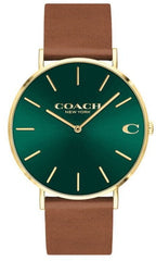 Coach Charles Green Dial Brown Leather Strap Watch for Men display picture 1