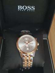 Hugo Boss Jet Chronograph Silver Dial Two Tone Steel Strap Watch for Men - 1513385