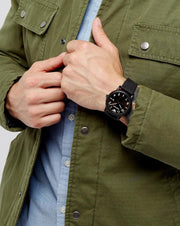 Emporio Armani Luigi Quartz Black Dial Black Silicon Strap Watch For Men - AR11071