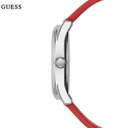 Guess G-Twist Silver Dial Red Rubber Strap Watch for Women - W0911L9