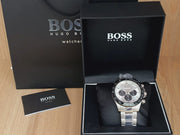 Hugo Boss Ikon Chronograph Silver Dial Silver Steel Strap Watch for Men - 1512964