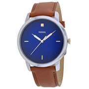 Fossil The Minimalist 3H Blue Dial Brown Leather Strap Watch for Men - FS5499