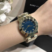 Marc Jacobs Amy Green Dial Gold Steel Strap Watch for Women - MBM8619
