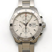 Tag Heuer Aquaracer Caliber 16 Automatic Chronograph White Dial Silver Steel Strap Watch for Men - CAY2111.BA0927