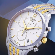 Tissot T Classic Tradition Chronograph White Dial Two Tone Steel Strap Watch For Men - T063.617.22.037.00