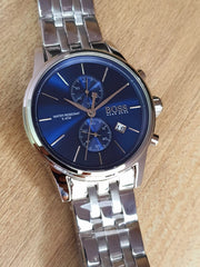 Hugo Boss Jet Chronograph Blue Dial Silver Steel Strap Watch for Men - 1513384