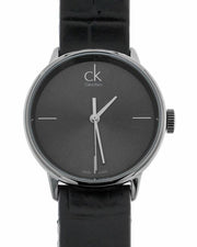 Calvin Klein Accent Black Dial Black Leather Strap Watch for Women  - K2Y2Y1C3