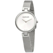 Calvin Klein Authentic Silver Dial Silver Mesh Bracelet Watch for Women - K8G23126