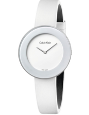 Calvin Klein Chic White Dial White Leather Strap Watch for Women - K7N23TK2