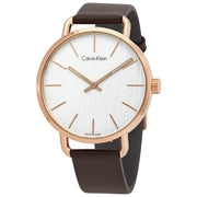 Calvin Klein Even Silver Dial Brown Leather Strap Watch for Men - K7B216G6