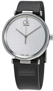 Calvin Klein Sight Silver Dial Black Leather Strap Watch for Men - K1S21120