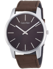 Calvin Klein City Brown Dial Brown Leather Strap Watch for Men - K2G211GK