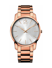 Calvin Klein City White Dial Rose Gold Steel Strap Watch for Men - K2G21646