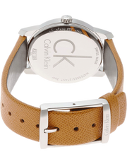 Calvin Klein City Silver Dial Orange Leather Strap Watch for Women - K2G231G6