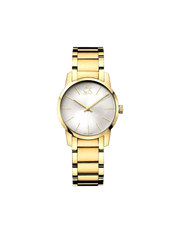 Calvin Klein City White Dial Gold Steel Strap Watch for Women - K2G23546