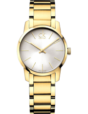 Calvin Klein City White Dial Gold Steel Strap Watch for Women - K2G23546