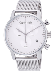 Calvin Klein City Chronograph White Dial Silver Mesh Bracelet Watch for Men - K2G27126