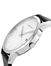Calvin Klein City White Dial Black Leather Strap Watch for Men - K2G2G1CD