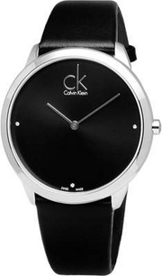 Calvin Klein Minimal Diamonds Black Dial Black Leather Strap Watch for Men - K3M211CS