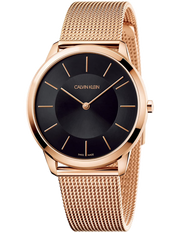 Calvin Klein Minimal Black Dial Rose Gold Mesh Bracelet Watch for Men - K3M2162Y