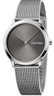 Calvin Klein Minimal Grey Dial Silver Mesh Bracelet Watch for Men - K3M22124