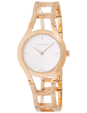 Calvin Klein Class White Dial Rose Gold Steel Strap Watch for Women - K6R23626