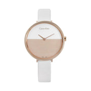 Calvin Klein Rise White Dial White Leather Strap Watch for Women - K7A236LH