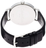 Calvin Klein Even Silver Black Leather Strap Watch for Women - K7B231C6