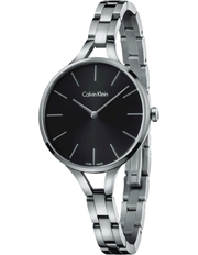 Calvin Klein Graphic Black Dial Silver Steel Strap Watch for Women - K7E23141