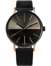 Calvin Klein Boost Black Dial Black Leather Strap Watch for Men - K7Y21TCZ