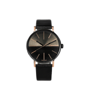 Calvin Klein Boost Black Dial Black Leather Strap Watch for Men - K7Y21TCZ