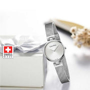 Calvin Klein Authentic Silver Dial Silver Mesh Bracelet Watch for Women - K8G23126