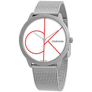 Calvin Klein Minimal White Dial Silver Mesh Bracelet Watch for Women - K3M52152