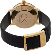 Calvin Klein Post Minimal Gold  Dial Black Leather Strap Watch For Men - K7621501