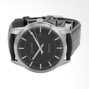 Calvin Klein Infinity Automatic Black Dial Black Leather Strap Watch for Men - K5S341C1