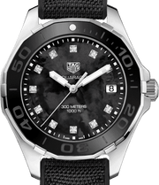 Tag Heuer Aquaracer Quartz Mother of Pearl Black Dial Black NATO Strap Watch for Women - WAY131M.FT6092