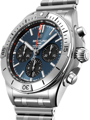 Breitling Chronomat B01 42mm Blue Dial Silver Steel Strap Watch for Men - AB0134101C1A1